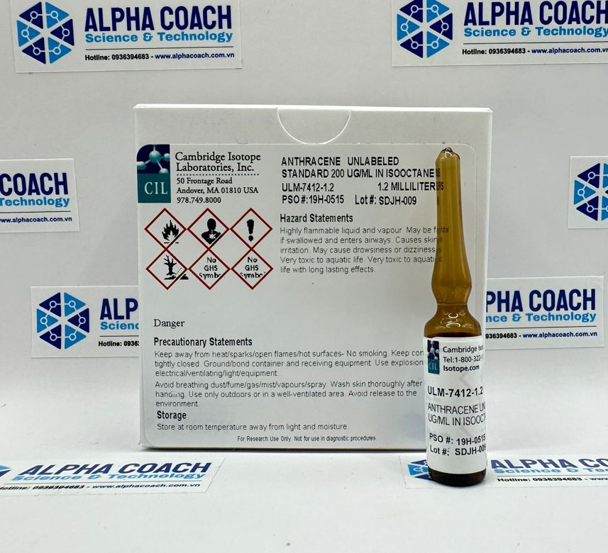 Dung dịch chuẩn ANTHRACENE UNLABELED STANDARD 200 MG/L IN ISOOCTANE, CAS no: 120-12-7, hãng CIL - USA